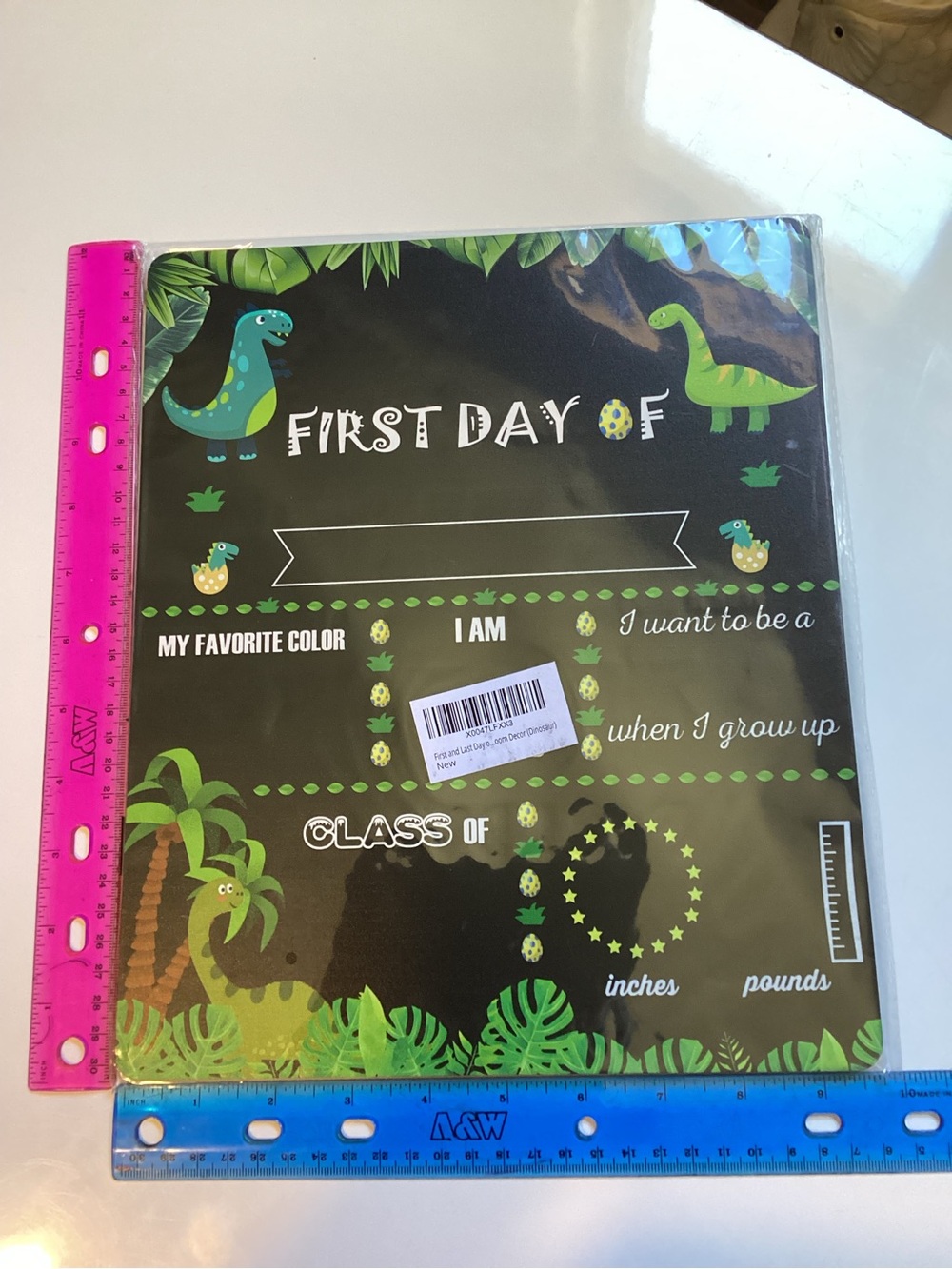 First Day/Last Day Of School Chalkboard Sign - Green & Black, Double Sided